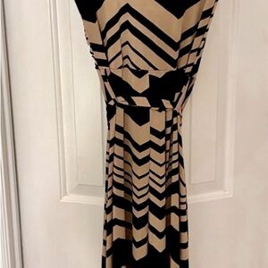 Super Chic Chevron Maxi Dress w Cap Sleeves and Faux Wrap Neckline